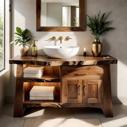 Solid Wood Bathroom Vanity — Natural Luxury Japandi Design - Elitegemse
