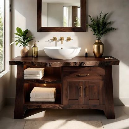 Solid Wood Bathroom Vanity — Natural Luxury Japandi Design - Elitegemse