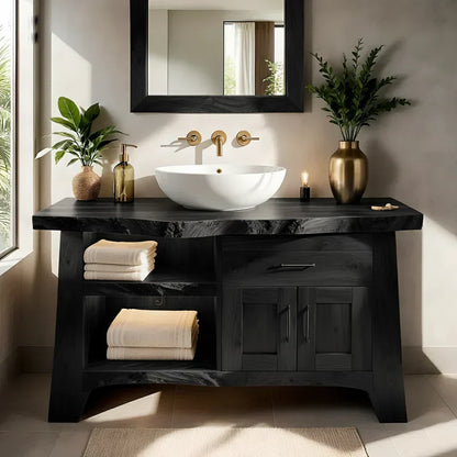 Solid Wood Bathroom Vanity — Natural Luxury Japandi Design - Elitegemse