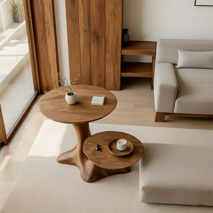 Solid Wood Center Table Set – Modern Sculptural Rooted Branchform Design - Woodenecho