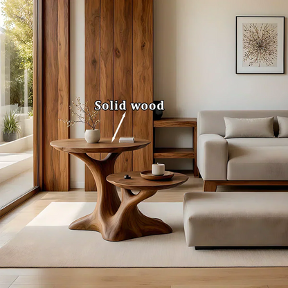 Solid Wood Center Table Set – Modern Sculptural Rooted Branchform Design - Woodenecho