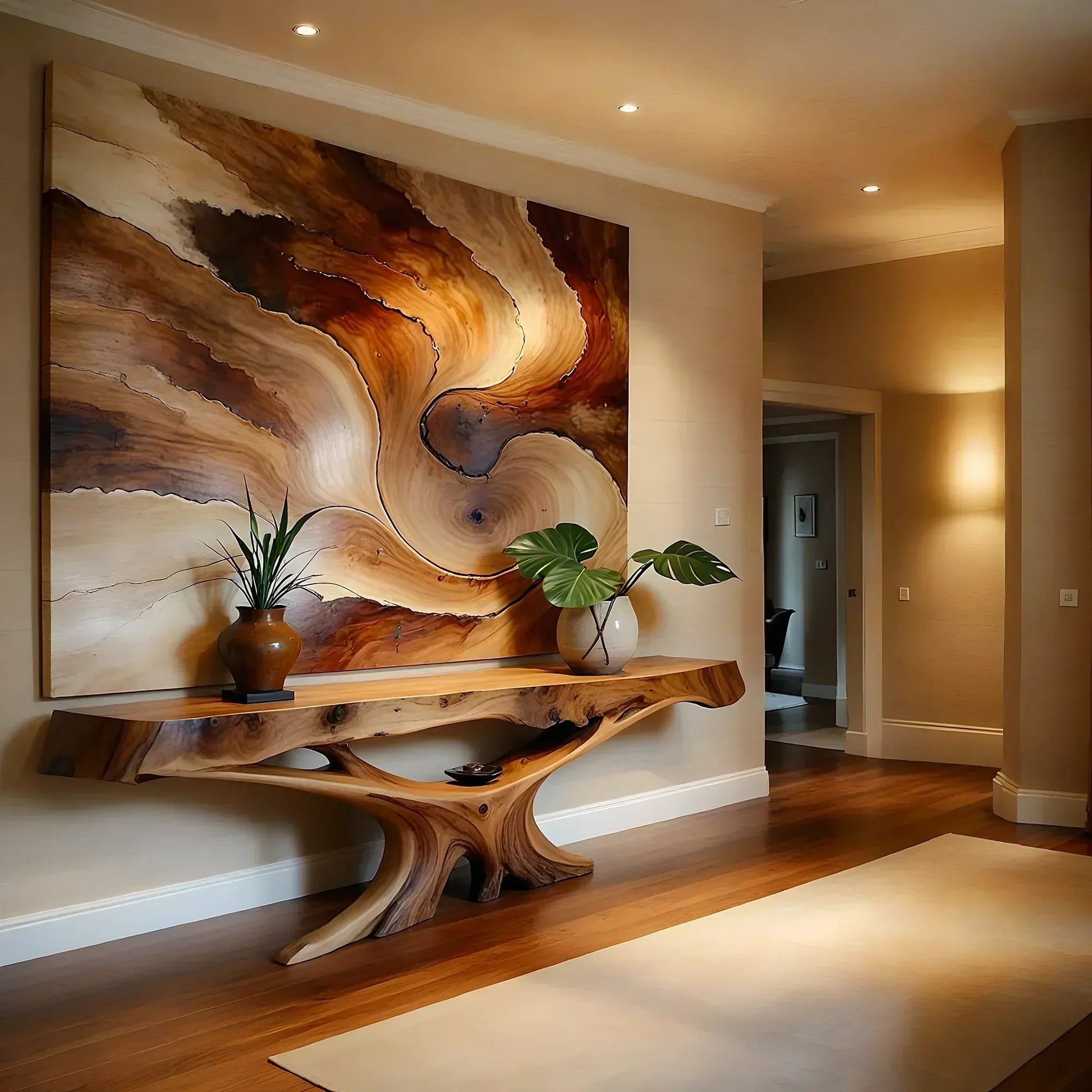 Solid Wood Console Table with Live Edge Design - Elitegemse