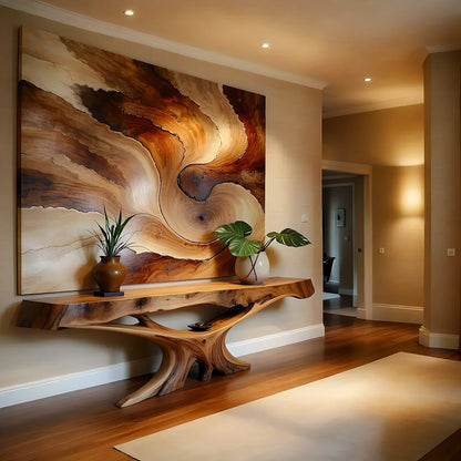 Solid Wood Console Table with Live Edge Design - Elitegemse
