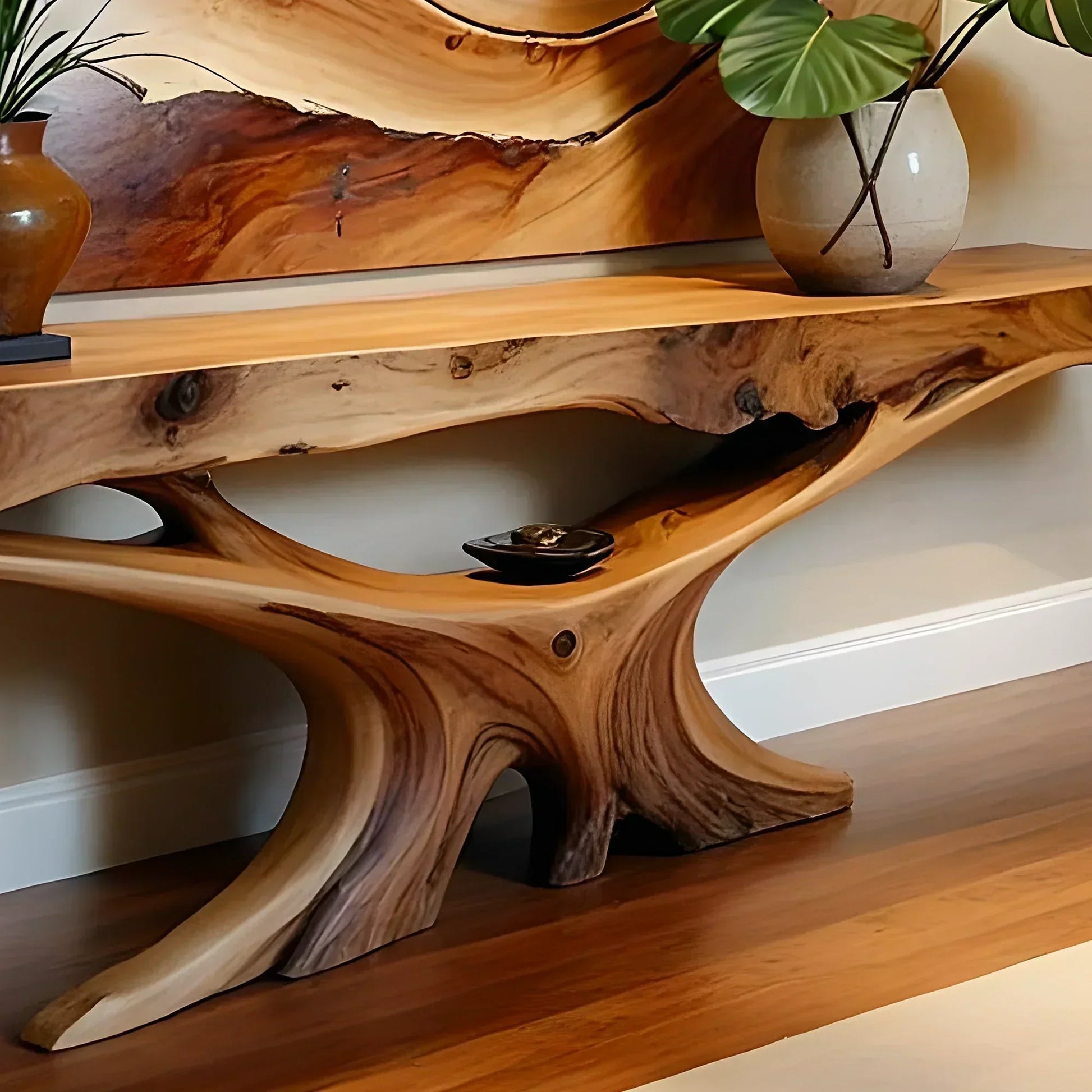 Solid Wood Console Table with Live Edge Design - Elitegemse