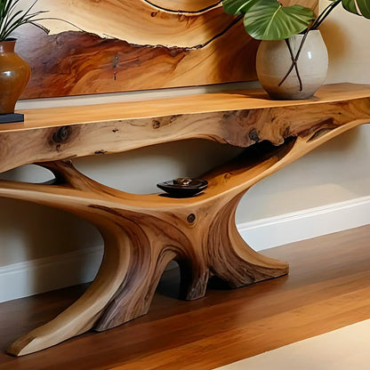 Solid Wood Console Table with Live Edge Design - Elitegemse