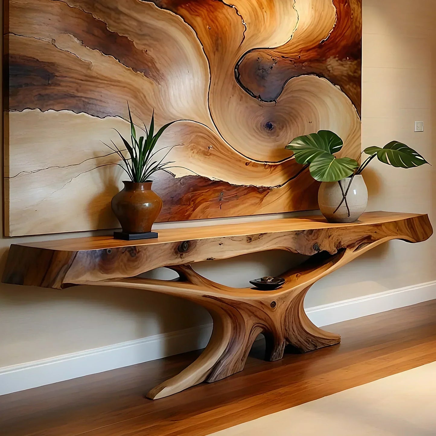 Solid Wood Console Table with Live Edge Design - Elitegemse