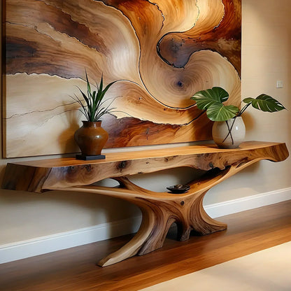 Solid Wood Console Table with Live Edge Design - Elitegemse