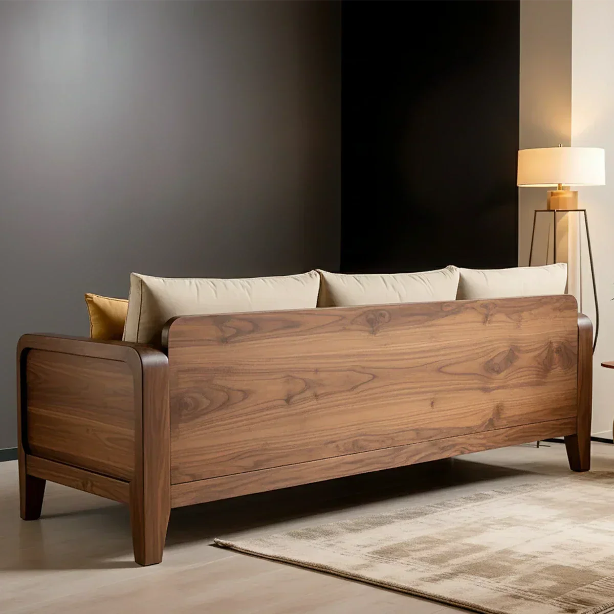 Solid Wood Cotton Fabric Sofa – Modern Minimalist Design - Woodenecho