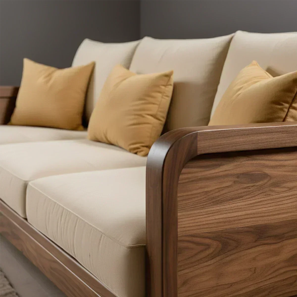 Solid Wood Cotton Fabric Sofa – Modern Minimalist Design - Woodenecho