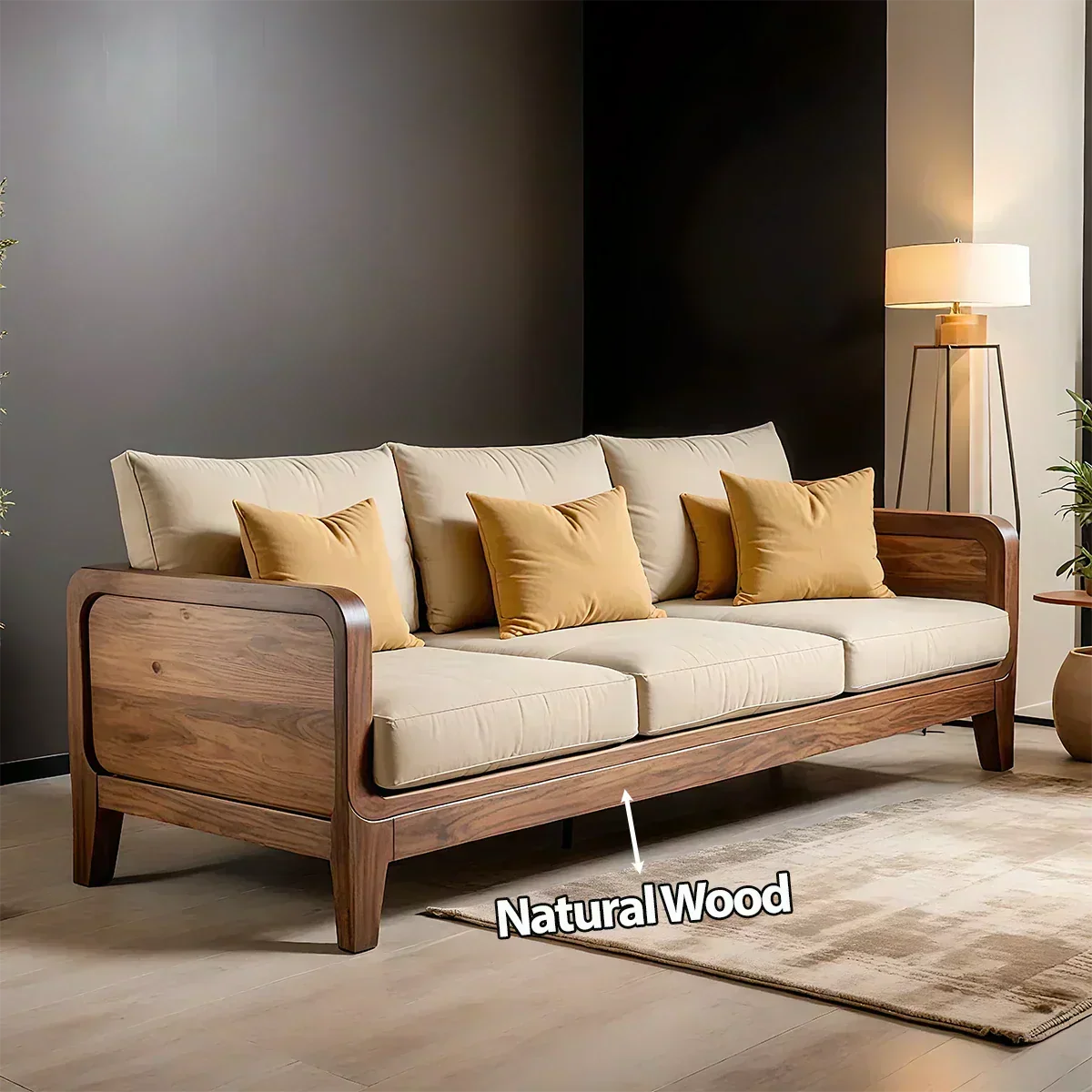 Solid Wood Cotton Fabric Sofa – Modern Minimalist Design - Woodenecho