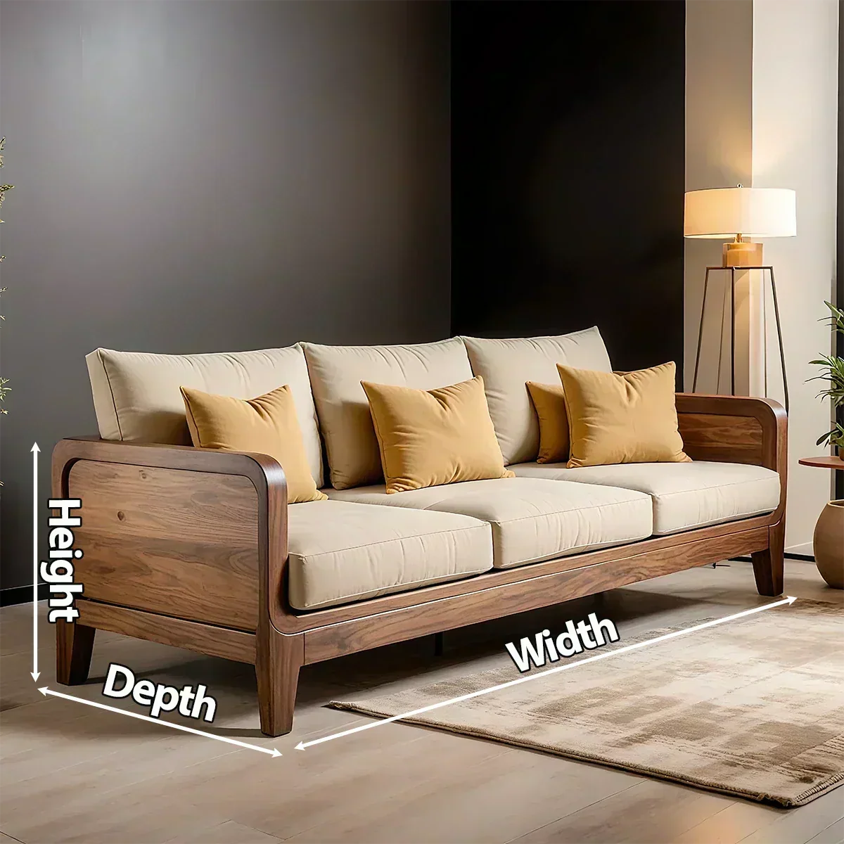 Solid Wood Cotton Fabric Sofa – Modern Minimalist Design - Woodenecho