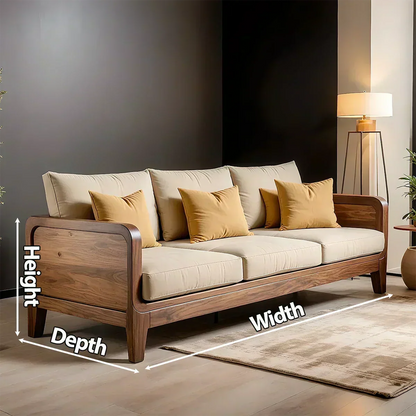 Solid Wood Cotton Fabric Sofa – Modern Minimalist Design - Woodenecho
