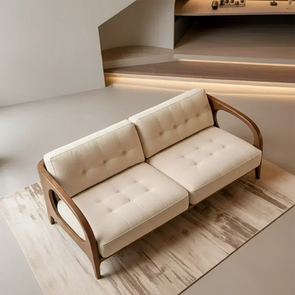 Solid Wood Cotton Fabric Sofa – Modern Rustic Design - Woodenecho