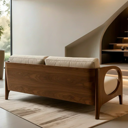 Solid Wood Cotton Fabric Sofa – Modern Rustic Design - Woodenecho