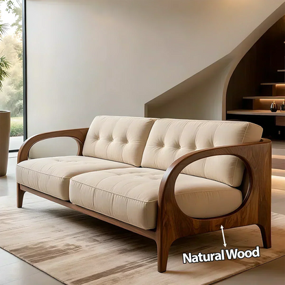 Solid Wood Cotton Fabric Sofa – Modern Rustic Design - Woodenecho