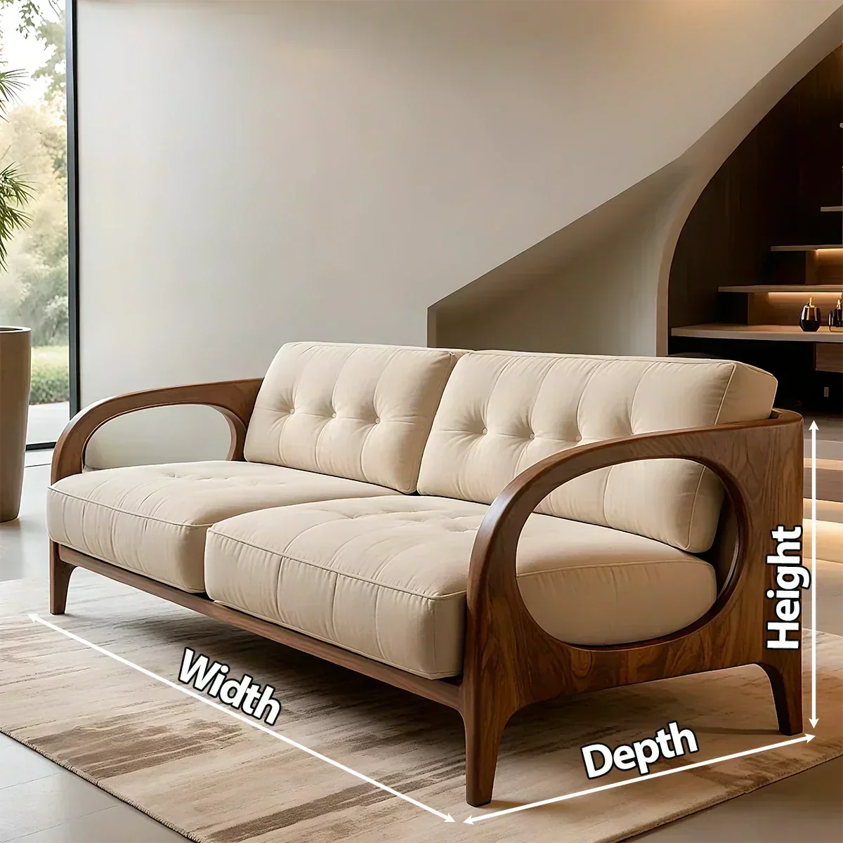 Solid Wood Cotton Fabric Sofa – Modern Rustic Design - Woodenecho