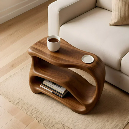 Solid Wood End Table – Fluid Rustic Serenity - Woodenecho