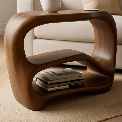 Solid Wood End Table – Fluid Rustic Serenity - Woodenecho