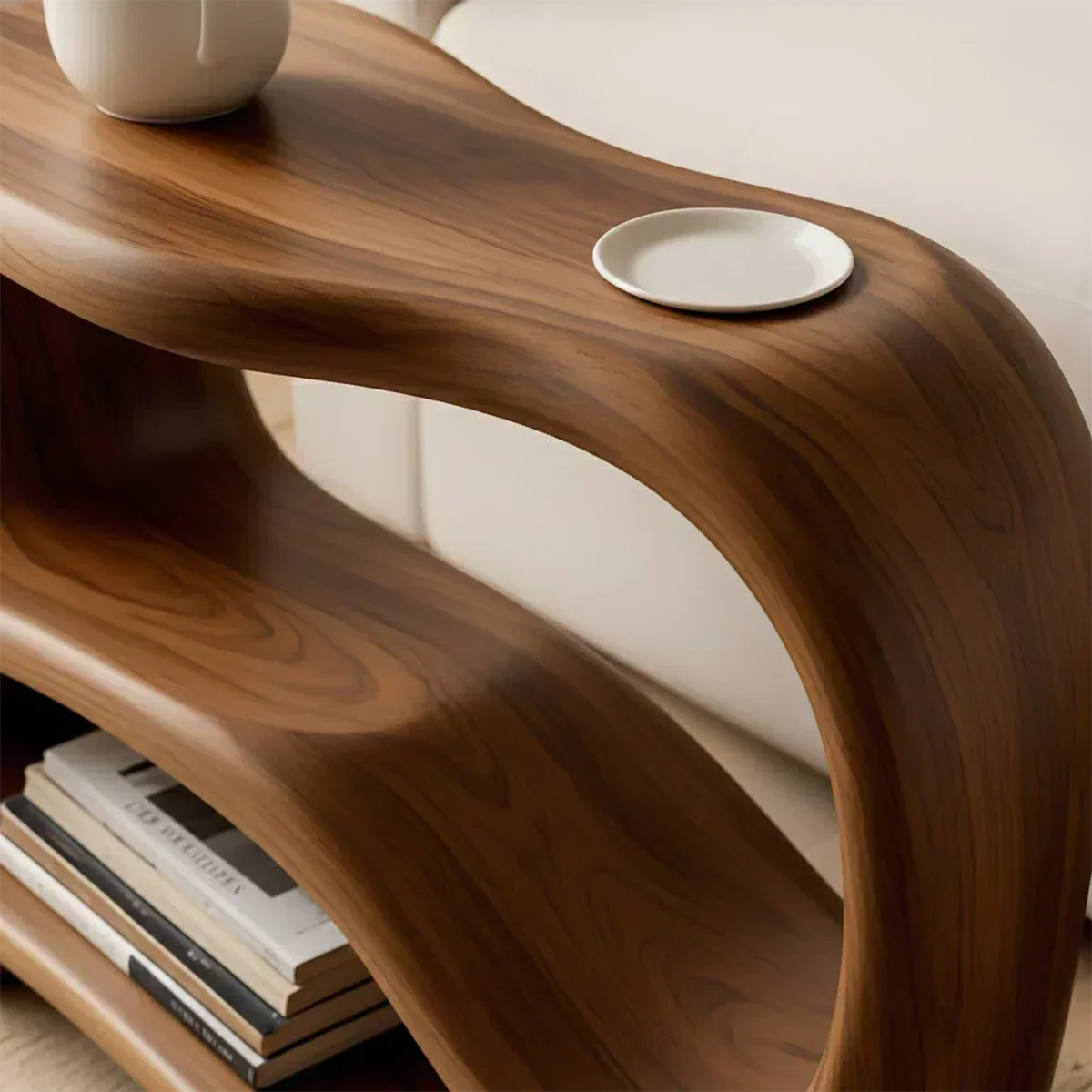 Solid Wood End Table – Fluid Rustic Serenity - Woodenecho