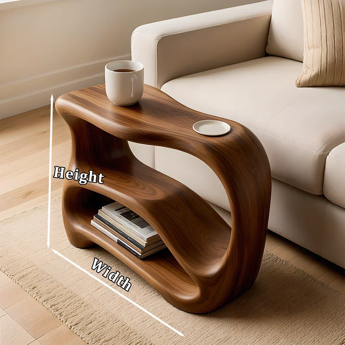 Solid Wood End Table – Fluid Rustic Serenity - Woodenecho