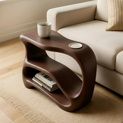 Solid Wood End Table – Fluid Rustic Serenity - Woodenecho