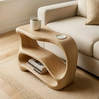 Solid Wood End Table – Fluid Rustic Serenity - Woodenecho