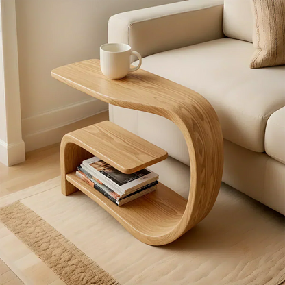 Solid Wood End Table – Modern Sculptural Flowform - Woodenecho