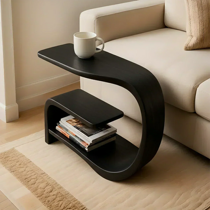 Solid Wood End Table – Modern Sculptural Flowform - Woodenecho
