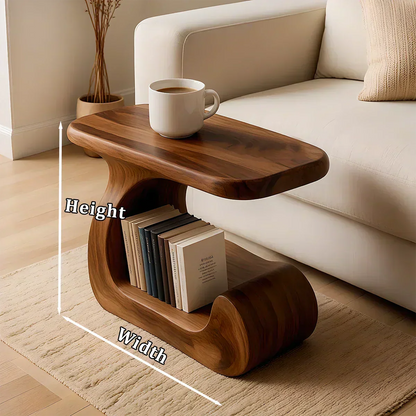 Solid Wood End Table – Modern Sculptural Flowform - Woodenecho