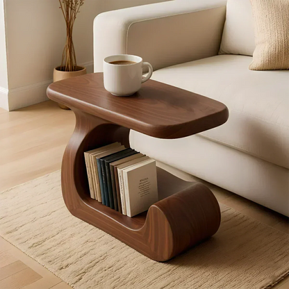 Solid Wood End Table – Modern Sculptural Flowform - Woodenecho