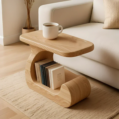 Solid Wood End Table – Modern Sculptural Flowform - Woodenecho