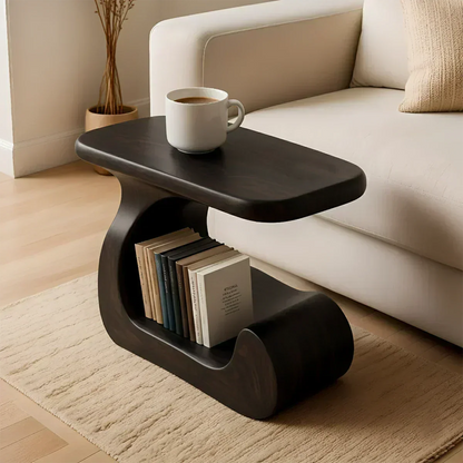 Solid Wood End Table – Modern Sculptural Flowform - Woodenecho