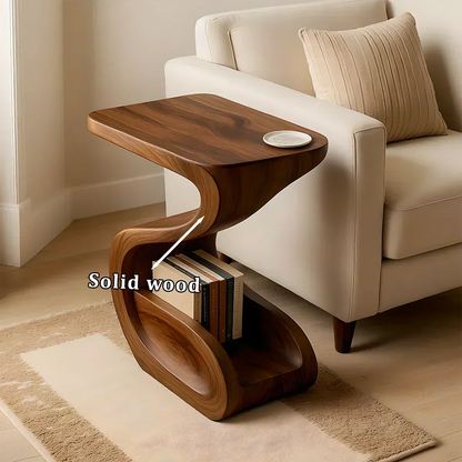 Solid Wood End Table – Modern Sculptural Flowform - Woodenecho