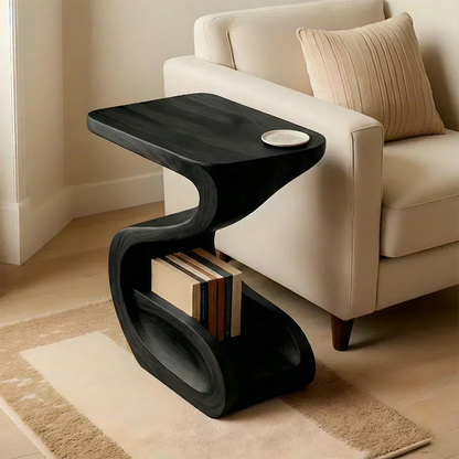 Solid Wood End Table – Modern Sculptural Flowform - Woodenecho