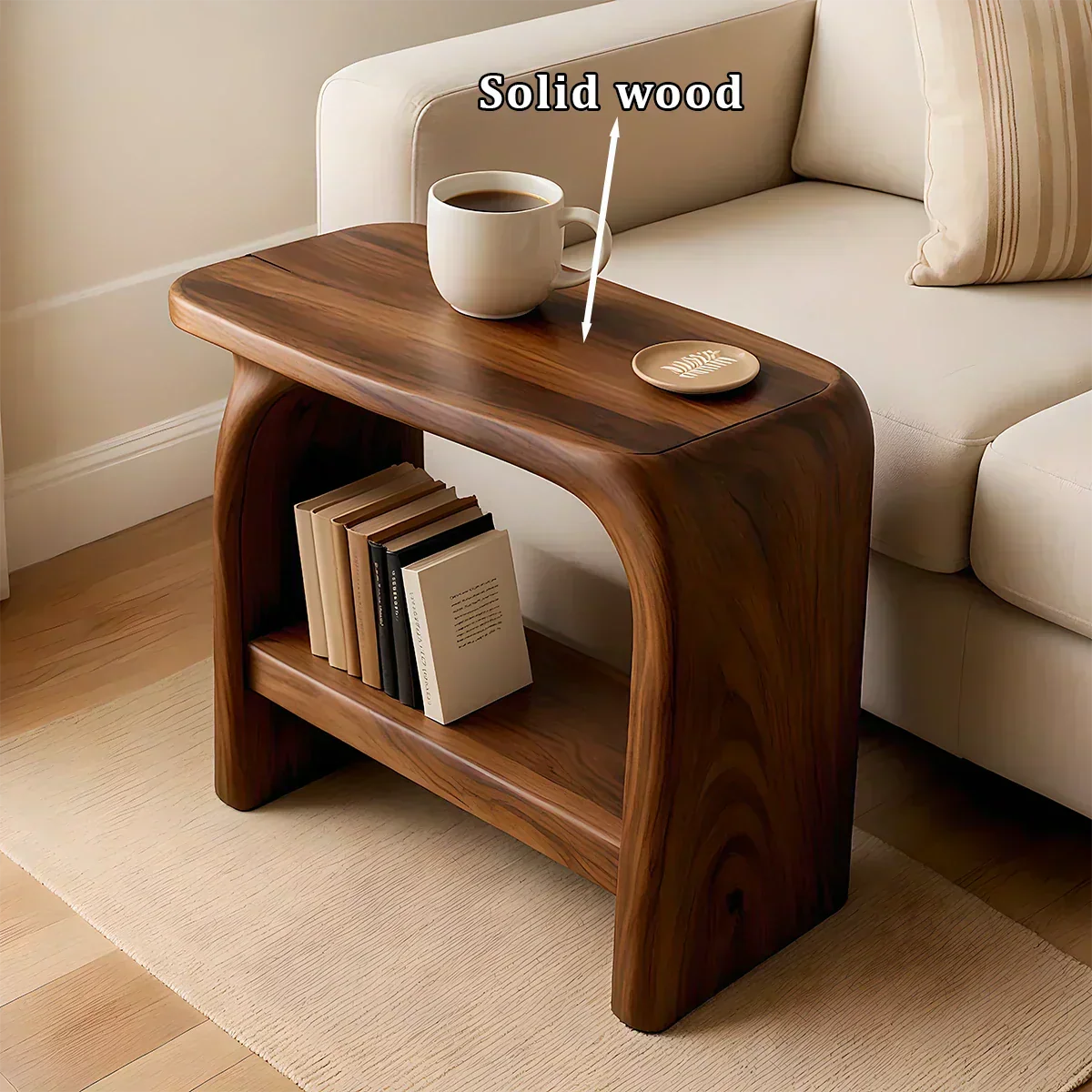 Solid Wood End Table – Modern Sculptural Flowform - Woodenecho