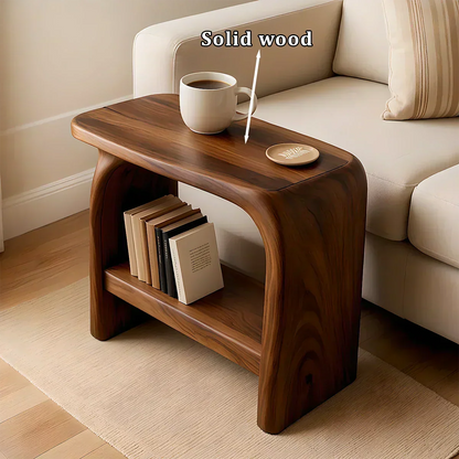 Solid Wood End Table – Modern Sculptural Flowform - Woodenecho