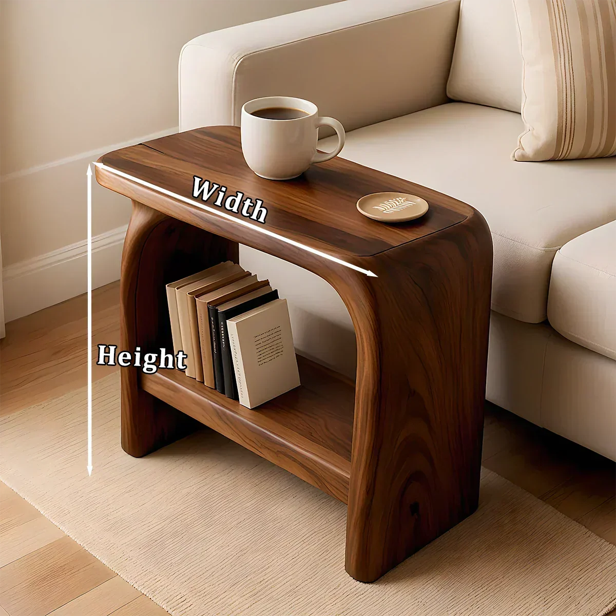 Solid Wood End Table – Modern Sculptural Flowform - Woodenecho