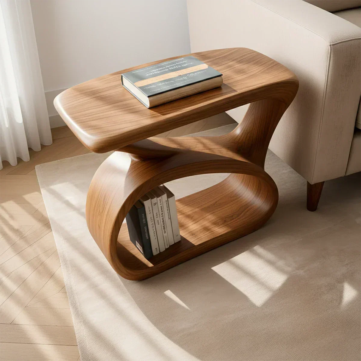 Solid Wood End Table – Organic Modern Harmony - Woodenecho