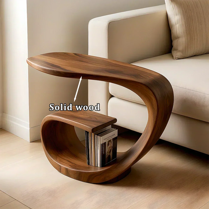 Solid Wood End Table – Sculptural Rustic Elegance - Woodenecho