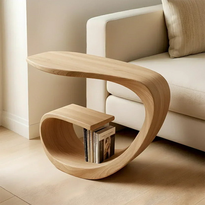 Solid Wood End Table – Sculptural Rustic Elegance - Woodenecho