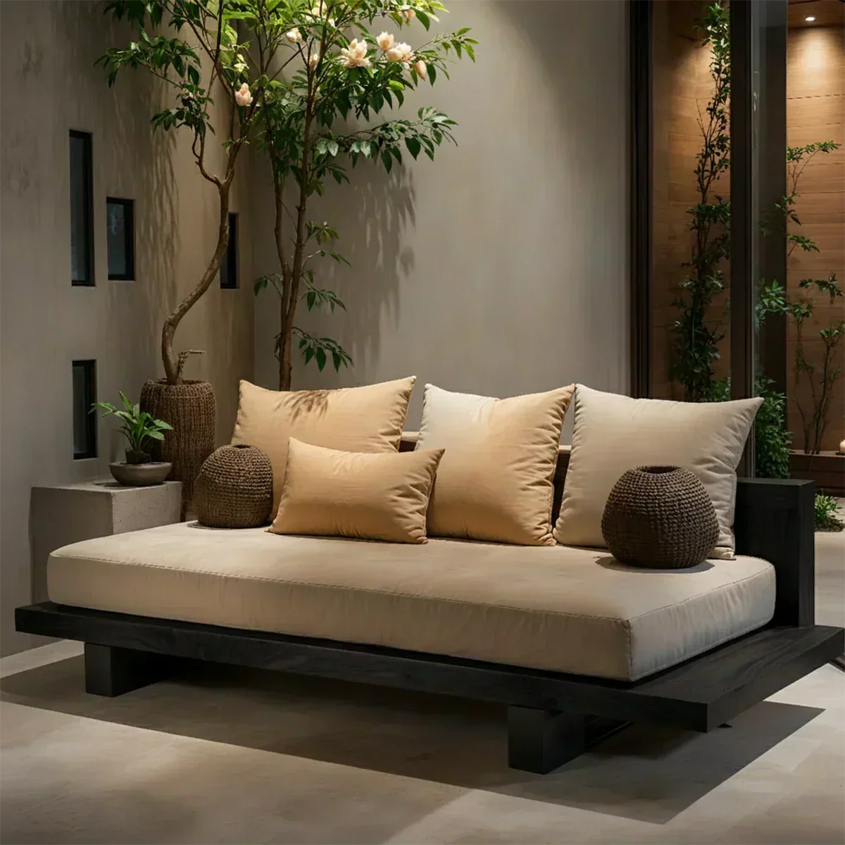 Solid Wood Sofa – Japandi Sanctuary of Calm - Woodenecho