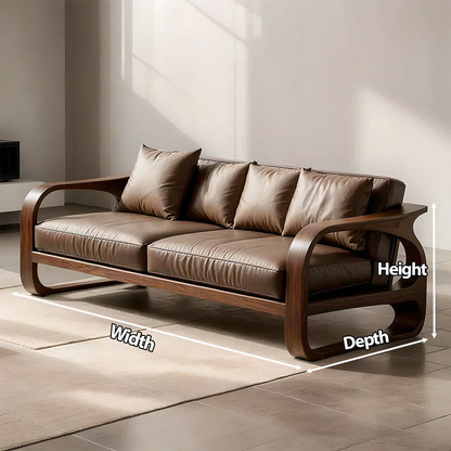 Solid Wood Sofa – Modern Leather Elegance - Elitegemse