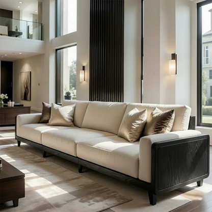 Solid Wood Sofa – Modern Minimalist Elegance - Woodenecho