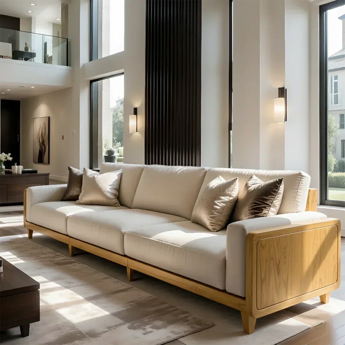 Solid Wood Sofa – Modern Minimalist Elegance - Woodenecho