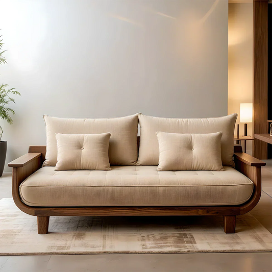 Solid Wood Sofa – Scandinavian Cotton Harmony - Elitegemse