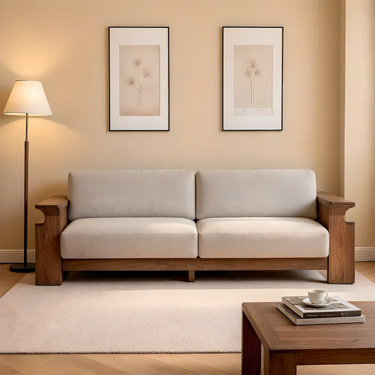 Solid Wood Sofa – Scandinavian Minimalist Serenity - Elitegemse