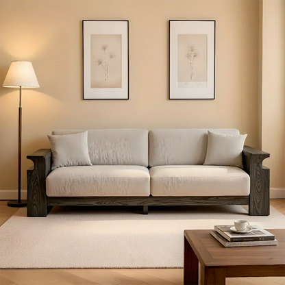 Solid Wood Sofa – Scandinavian Minimalist Serenity - Woodenecho