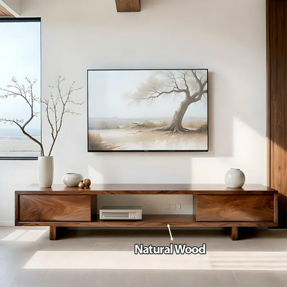 Solid Wood TV Stand – Minimalist Linear Console - Woodenecho