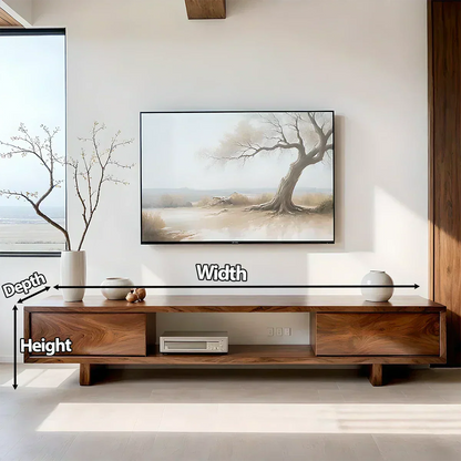 Solid Wood TV Stand – Minimalist Linear Console - Woodenecho