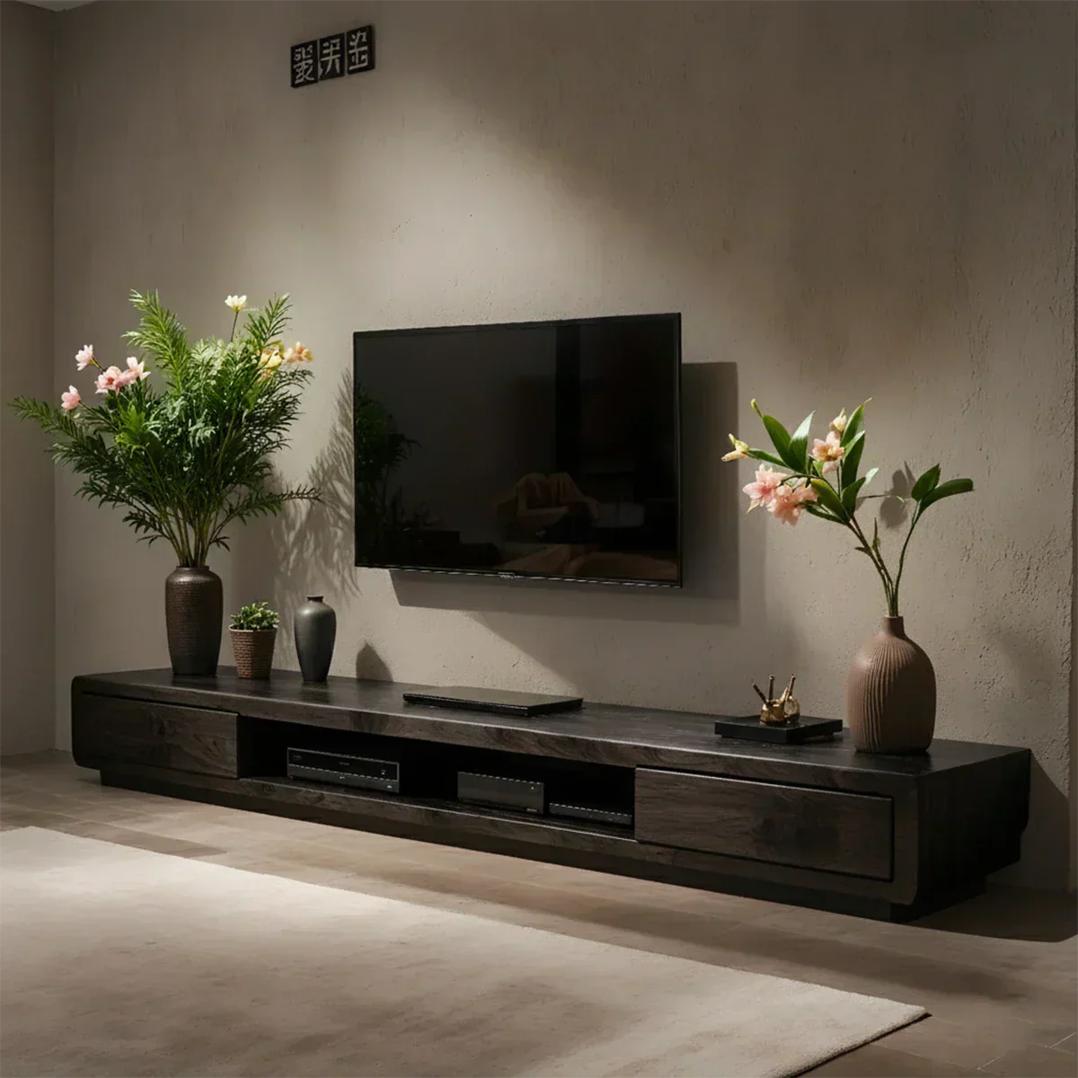 Solid Wood TV Stand – Modern Architectural Block Design - Woodenecho